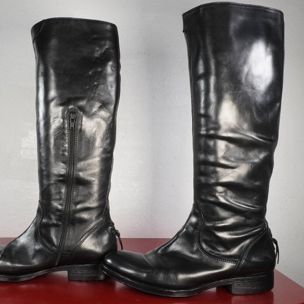 Women's Vera Wang Black Leather Knee High Tall Riding Fashion Boots 7.5